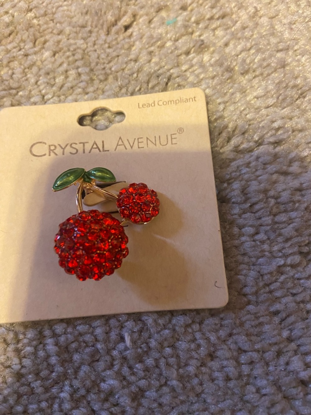 Crystal Avenue Red Cherry Cluster Brooch